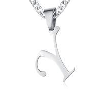 XIRUVE Longitud Ajustable Collar Colgante de Letra Inicial A-Z Acero Inoxidable Cadena Cubana Ancho 6mm para Hombre Mujer