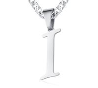 XIRUVE Longitud Ajustable Collar Colgante de Letra Inicial A-Z Acero Inoxidable Cadena Cubana Ancho 6mm para Hombre Mujer