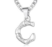XIRUVE Longitud Ajustable Collar Colgante de Letra Inicial A-Z Acero Inoxidable Cadena Cubana Ancho 4.5mm para Hombre Mujer