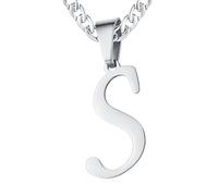 XIRUVE Longitud Ajustable Collar Colgante de Letra Inicial A-Z Acero Inoxidable Cadena Cubana Ancho 6mm para Hombre Mujer