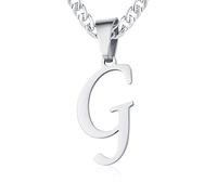 XIRUVE Longitud Ajustable Collar Colgante de Letra Inicial A-Z Acero Inoxidable Cadena Cubana Ancho 6mm para Hombre Mujer