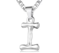 XIRUVE Longitud Ajustable Collar Colgante de Letra Inicial A-Z Acero Inoxidable Cadena Cubana Ancho 4.5mm para Hombre Mujer