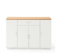 Xisilla Cómoda blanca con 1 cajón y 4 puertas - Aparador de dormitorio con decoración de madera para sala de estar/pasillo, mueble de almacenamiento moderno