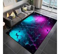 Xisnuient Alfombra 3D Hexagonal Efecto Luminoso, Alfombra Gaming Antideslizante,Decorativa Geométrica para Salón, Habitación y Setup Gaming (Color-2,160x230cm)