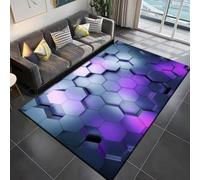Xisnuient Alfombra 3D Hexagonal Efecto Luminoso, Alfombra Gaming Antideslizante,Decorativa Geométrica para Salón, Habitación y Setup Gaming (Color-1,160x200cm)
