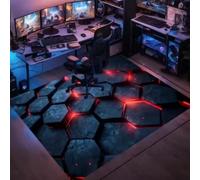 Xisnuient Alfombra 3D Hexagonal Efecto Luminoso, Alfombra Gaming Antideslizante,Decorativa Geométrica para Salón, Habitación y Setup Gaming (Color-3,100x120cm)