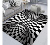 Xisnuient Alfombra 3D Line Visual para Salón, Moderna Swirl Illusion, Cuadros Blancos Y Negros Dormitorio Infantil Sala De Juegos Adolescentes, Alfombras Decorativas El Hogar (Colour 2,80x120cm)