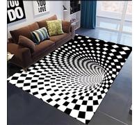 Xisnuient Alfombra 3D Line Visual para Salón, Moderna Swirl Illusion, Cuadros Blancos Y Negros Dormitorio Infantil Sala De Juegos Adolescentes, Alfombras Decorativas El Hogar (Colour 3,120x180cm)