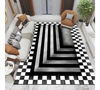 Xisnuient Alfombra 3D Line Visual para Salón, Moderna Swirl Illusion, Cuadros Blancos Y Negros Dormitorio Infantil Sala De Juegos Adolescentes, Alfombras Decorativas El Hogar (Colour 5,50x80cm)