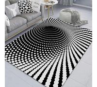 Xisnuient Alfombra 3D Line Visual para Salón, Moderna Swirl Illusion, Cuadros Blancos Y Negros Dormitorio Infantil Sala De Juegos Adolescentes, Alfombras Decorativas El Hogar (Colour 4,120x180cm)