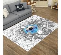Xisnuient Alfombra de Fútbol Efecto 3D Rompiendo Pared, Alfombra Antideslizante, Dormitorio, Habitación Infantil, Decoración Temática Deportiva, Varios Diseños Disponibles (Color-2,120x160cm)