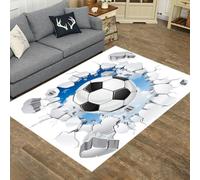 Xisnuient Alfombra de Fútbol Efecto 3D Rompiendo Pared, Alfombra Antideslizante, Dormitorio, Habitación Infantil, Decoración Temática Deportiva, Varios Diseños Disponibles (Color-3,100x120cm)