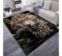 Xisnuient Alfombra De Suelo con Estampado 3D De Pantera De La Selva Y Leopardo Grande Plegable Antideslizante Lavable De Felpa para Salón Dormitorio Pasillo Decoración del Hogar (Color 1,100x120cm)