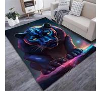 Xisnuient Alfombra De Suelo con Estampado 3D De Pantera De La Selva Y Leopardo Grande Plegable Antideslizante Lavable De Felpa para Salón Dormitorio Pasillo Decoración del Hogar (Color 4,80x160cm)