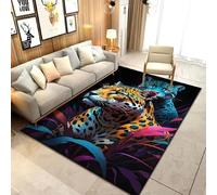 Xisnuient Alfombra De Suelo con Estampado 3D De Pantera De La Selva Y Leopardo Grande Plegable Antideslizante Lavable De Felpa para Salón Dormitorio Pasillo Decoración del Hogar (Color 2,50x80cm)