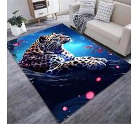 Xisnuient Alfombra De Suelo con Estampado 3D De Pantera De La Selva Y Leopardo Grande Plegable Antideslizante Lavable De Felpa para Salón Dormitorio Pasillo Decoración del Hogar (Color 3,100x120cm)