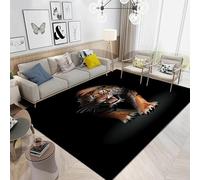 Xisnuient Alfombra De Tigre 3D Alfombra para Tigre Gruñir Blanco Y Negro Alfombra Salón Franela Alfombra De La Habitación Alfombra Adultos Adolescentes Almohadilla De Juego (Color 3,100x150cm)