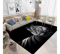 Xisnuient Alfombra De Tigre 3D Alfombra para Tigre Gruñir Blanco Y Negro Alfombra Salón Franela Alfombra De La Habitación Alfombra Adultos Adolescentes Almohadilla De Juego (Color 5,100x150cm)