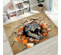 Xisnuient Alfombra Dinosaurio 3D con Efecto de Ilusión de Pared Rota, Gran Tapete Antideslizante Lavable para Salón, Dormitorio y Sofá, Felpudo Interior Decorativo para Adolescentes (Color 5,50x80cm)