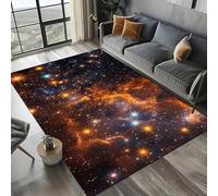 Xisnuient Alfombra Gaming 3D Galaxia Espacial para Dormitorio de Adolescentes - Diseño Estrellas y Planetas, Antideslizante, Apto Lavadora, Patrón Moderno (Color 1,50x80cm)