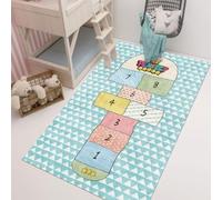 Xisnuient Alfombra Interactiva de Aprendizaje para Padres e Hijos con Diseño de Rayuela para Interiores,Decoración para Mesita de Noche del Dormitorio,Alfombra de Juegos para Niños (Blue,80x160 cm)