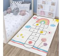 Xisnuient Alfombra Interactiva de Aprendizaje para Padres e Hijos con Diseño de Rayuela para Interiores,Decoración para Mesita de Noche del Dormitorio,Alfombra de Juegos para Niños (White,120x160 cm)
