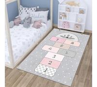 Xisnuient Alfombra Interactiva de Aprendizaje para Padres e Hijos con Diseño de Rayuela para Interiores,Decoración para Mesita de Noche del Dormitorio,Alfombra de Juegos para Niños (Gray,160x200 cm)