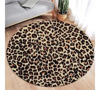 Xisnuient Alfombra Redonda Estampado Leopardo Negro y Amarillo Motivo Guepardo Decoración Occidental Salón Dormitorio Apartamento Vestíbulo Entrada Alfombra de Piel Falsa Antideslizante