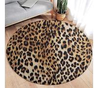 Xisnuient Alfombra Redonda Estampado Leopardo Negro y Amarillo Motivo Guepardo Decoración Occidental Salón Dormitorio Apartamento Vestíbulo Entrada Alfombra de Piel Falsa Antideslizante