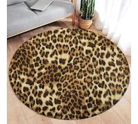 Xisnuient Alfombra Redonda Estampado Leopardo Negro y Amarillo Motivo Guepardo Decoración Occidental Salón Dormitorio Apartamento Vestíbulo Entrada Alfombra de Piel Falsa Antideslizante