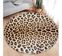 Xisnuient Alfombra Redonda Estampado Leopardo Negro y Amarillo Motivo Guepardo Decoración Occidental Salón Dormitorio Apartamento Vestíbulo Entrada Alfombra de Piel Falsa Antideslizante