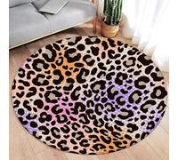 Xisnuient Alfombra Redonda Estampado Leopardo Negro y Amarillo Motivo Guepardo Decoración Occidental Salón Dormitorio Apartamento Vestíbulo Entrada Alfombra de Piel Falsa Antideslizante