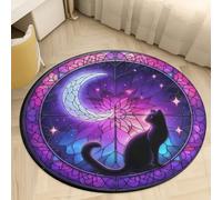 Xisnuient Alfombra Redonda Estilo Vitral, Antideslizante Suave, Diseños Animales Gato Búho Mariposa Paisaje Alfombra para Dormitorio Salón Baño Decoración del Hogar Tapete de Suelo, 90 cm, Color 6