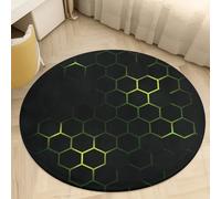 Xisnuient Alfombra Redonda Geométrica Grafiti Hip-Hop Fútbol y Baloncesto, Suave y Antideslizante Alfombra para Sala de Estar, Dormitorio o Sala de Juegos, Habitación Niños (Color 3,90 cm)