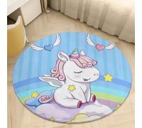 Xisnuient Alfombra Redonda Habitación Niña Unicornio Conejo Rosa Azul Morado Beige Suave y Antideslizante Alfombras para Salón Dormitorio, Decorazione Della Sala Giochi, 120 cm, Color 4