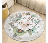 Xisnuient Alfombra Redonda Habitación Niña Unicornio Conejo Rosa Azul Morado Beige Suave y Antideslizante Alfombras para Salón Dormitorio, Decorazione Della Sala Giochi, 120 cm, Color 5