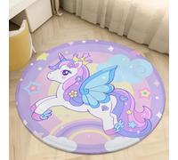 Xisnuient Alfombra Redonda Habitación Niña Unicornio Conejo Rosa Azul Morado Beige Suave y Antideslizante Alfombras para Salón Dormitorio, Decorazione Della Sala Giochi, 140 cm, Color 6