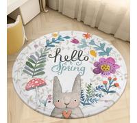 Xisnuient Alfombra Redonda Habitación Niña Unicornio Conejo Rosa Azul Morado Beige Suave y Antideslizante Alfombras para Salón Dormitorio, Decorazione Della Sala Giochi, 90 cm, Color 3