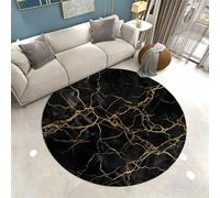 Xisnuient Alfombra Redonda Mármol Lámina Dorada, Diseño Europeo, Antideslizante, Suave Lavable Alfombra para Sala de Estar, Dormitorio, Tocador, Oficina y Decoración del Hogar, 150 cm, Color 3