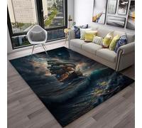 Xisnuient Alfombras De Juego 3D De Estilo Pirata Barco Fantasma, Alfombras Decorativas para Salas De Adolescentes Y Niños, Carpet Visual Barco Marítimo Cool para Sala De Estar (Color 3,80x120cm)