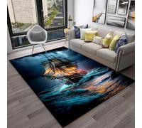 Xisnuient Alfombras De Juego Cool 3D De Estilo Pirata Barco Fantasma Marítimo, Alfombras Decorativas De Ambiente para Salas De Juegos De Adolescentes Y Niños, para Sala De Estar (Color 2,80x160cm)
