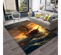 Xisnuient Alfombras De Juego Cool 3D De Estilo Pirata Barco Fantasma Marítimo, Alfombras Decorativas De Ambiente para Salas De Juegos De Adolescentes Y Niños, para Sala De Estar (Color 5,160x230cm)
