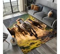 Xisnuient Alfombras Estilo Caballo Animal Efecto Visual 3D, Alfombras De Cabecera para Adolescentes Y Niños, Game Carpet Cool Caballos Blancos Carrera para Sala De Estar Y Sala (Color 1,100x150cm)