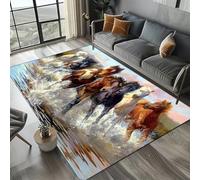 Xisnuient Alfombras Estilo Caballo Animal Efecto Visual 3D, Alfombras De Cabecera para Adolescentes Y Niños, Game Carpet Cool Caballos Blancos Carrera para Sala De Estar Y Sala (Color 6,100x120cm)