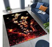 Xisnuient Grande Alfombra Antideslizante de Mariposa de Fantasía 3D para ala de Estar Dormitorio Sofá Alfombra de Juegos para Niños Entrada Restaurante Decoración de Patio Jardín (Red,80x120 cm)