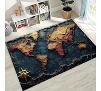 Xisnuient Mapa Náutico Retro Alfombra para Sala de Estar, Suave y Antideslizante, Decorativa Mapa del Tesoro Náutico 3D Alfombra para Dormitorios, Estudios y Salas de Juegos, 100x150 cm, Color 1
