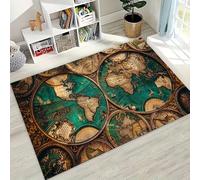 Xisnuient Mapa Náutico Retro Alfombra para Sala de Estar, Suave y Antideslizante, Decorativa Mapa del Tesoro Náutico 3D Alfombra para Dormitorios, Estudios y Salas de Juegos, 100x150 cm, Color 6