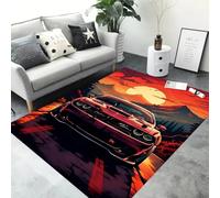 Xisnuient Racing Car Gamer Bereich Teppich für Schlafzimmer Wohnzimmer Sofa Home Fußmatte Dekor Teppich, Große Kinder Spielen Rutschfeste Bodenmatte (Red 3,50x120 cm)