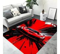 Xisnuient Racing Car Gamer Bereich Teppich für Schlafzimmer Wohnzimmer Sofa Home Fußmatte Dekor Teppich, Große Kinder Spielen Rutschfeste Bodenmatte (Red 1,50x120 cm)