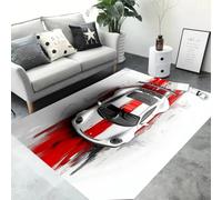 Xisnuient Racing Car Gamer Bereich Teppich für Schlafzimmer Wohnzimmer Sofa Home Fußmatte Dekor Teppich, Große Kinder Spielen Rutschfeste Bodenmatte (White,50x120 cm)